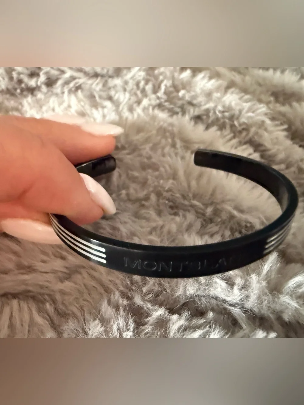 Montblanc Black and Silver Slim Smart Wristband